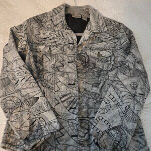 Chico's, Size 0, Black and White Jean Jacket